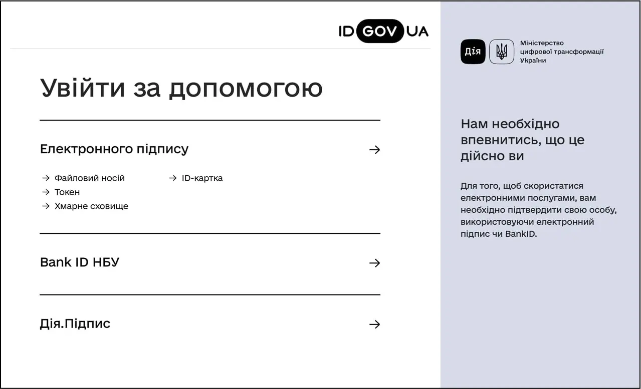 Ідентифікація за допомогою електронного підпису