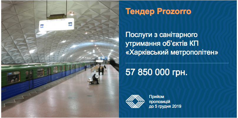 тендер санітарне утримання харківського метрополітену